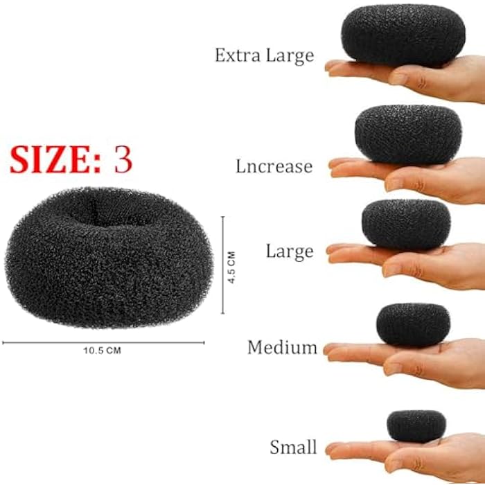 Hair Donut Bun Maker - Ballet Bun Tool, Reusable Hair Bun Shaper, For Work, School, Yoga, Parties & All Occasion, Quick & Easy Neat Hairstyle, One Black Bun (3) - Image 2